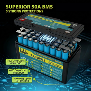 48V 25Ah LiFePO4 그룹 27 배터리, 골프 카트 및 AGV용 스마트 BMS, 저온 열 기능 - Product Image 2