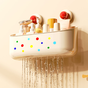 Yimijia Suction Cup Storage Rack Oval 1 Layer Durable Bathroom Cosmetic Organizer Wall Mount - Product Image 3