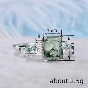 Anello Geometrico Quadrato Effetto Marmo Verde per Donne, Elegante Accessorio Moda Stile Qipao - Product Image 4