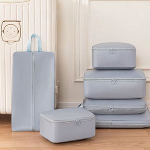 Ensemble de 6 sacs de compression de voyage grande capacité en tissu à mémoire de forme pour un emballage pratique des bagages - Product Image 2