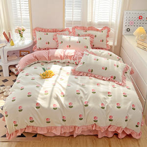 ชุดปลอกผ้านวมนุ่มสบายสำหรับใช้ในบ้านผ้าปูที่นอนและปลอกหมอนขนาดควีนไซส์สไตล์โมเดิร์นหรูหรา - Product Image 1