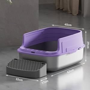 Litière <span class=keywords><strong>pour</strong></span> chat en plastique légère et portable avec couvercle avant amélioré - Product Image 3