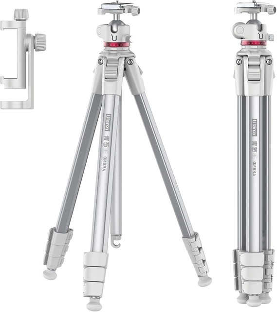 Ulanzi Ombra Aluminum Travel Tripod with 360 Degree Rotatable Ball Head 8kg Load Capacity for Photography & Videography (White)