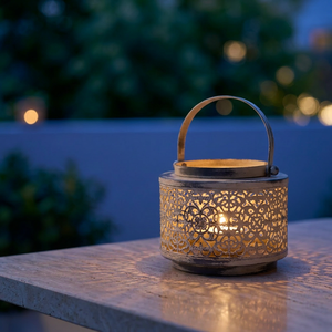 โคมไฟเทียนโลหะสำหรับตกแต่งบ้านและสวนสไตล์โมร็อกโกดีไซน์โบราณ - Product Image 1