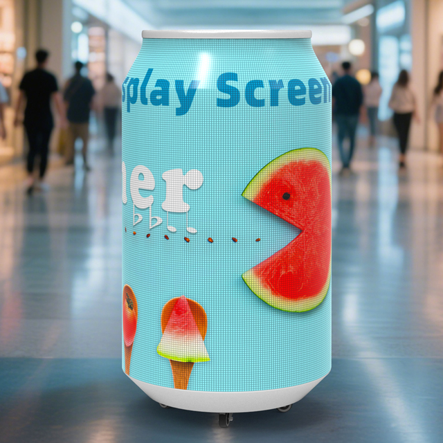 Outdoor Creative Flexible Shaped Module LED Special Beer Can Bottle Curved Cylindrical Advertising LED Screen Display