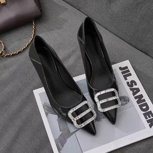Chaussures de luxe sexy à talons hauts, sandales à bout pointu pour femmes, escarpins à talon aiguille de 9 cm, chaussures de mariage en cuir tendance - Product Image 5