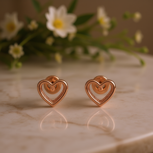 E1239 Pendientes con forma de corazón de oro rosa para mujer, joyería romántica de moda, regalo, material de aleación de zinc - Product Image 2