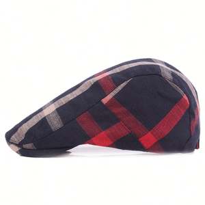 Chapeaux décontractés d'été à motifs pour hommes et femmes, bérets à carreaux rétro, chapeaux de voyage anti-soleil, vente en gros - Product Image 5