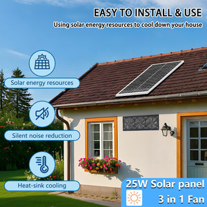 25 Wát năng lượng mặt trời Quạt thông gió Kit 2688 vòng/phút không thấm nước khung nhôm người hâm mộ cho nhà kính/gác mái/chuồng/con chó nhà GSFJ-3 1 mô hình - Product Image 4