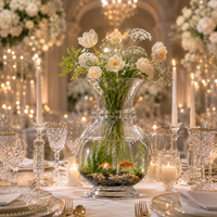 Porte-bougie en cristal facetté de luxe, élégant centre de table pour bougies chauffe-plat, idéal pour mariages, banquets, Noël, hôtels et décoration intérieure