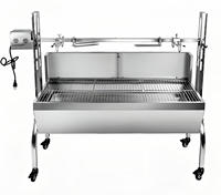 Grill Rotisserie Commercial Électrique en Acier Inoxydable 50KG pour Agneau, Porc, Cochon, Barbecue au Charbon de Bois