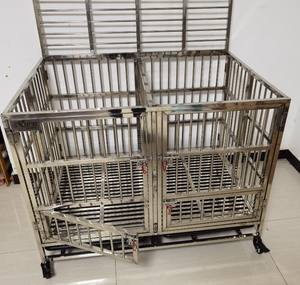 Kandang Pembawa Anjing, Stainless <span class=keywords><strong>Steel</strong></span> Dapat Dilipat dengan Pintu Makan Kandang Anjing Stainless <span class=keywords><strong>Steel</strong></span> - Product Image 1
