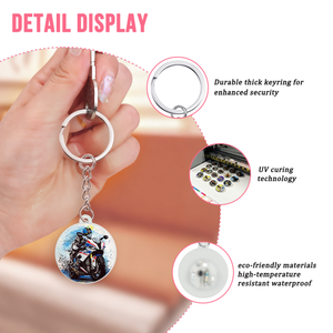 Llaveros de Motocicleta <span class=keywords><strong>con</strong></span> Luz LED Mini, Diseño de Disco de Rueda Plano, Impresión UV, <span class=keywords><strong>para</strong></span> Entusiastas de las Motos - Product Image 4