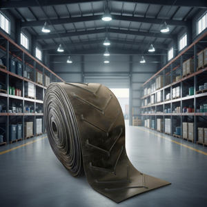 Open V-vormige kantelende schuine chevron transportband met paddle-profiel visgraatgetande transportband - Product Image 1