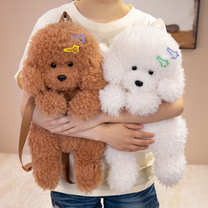 Zaino in peluche <span class=keywords><strong>a</strong></span> forma di cane riccio, simpatico peluche <span class=keywords><strong>a</strong></span> forma di cucciolo di barboncino, borsa <span class=keywords><strong>a</strong></span> forma di animale imbottito, tracolla regolabile, peluche morbido <span class=keywords><strong>a</strong></span> forma di cane - Product Image 4