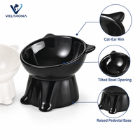 Gamelle surélevée en céramique pour chat, inclinée pour la protection du cou, prévention de l'acné féline, pour nourriture et eau, vente en gros, noir et blanc