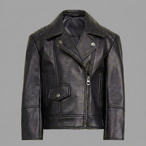 Chaqueta de Motociclista de Cuero Genuino Negro para Mujer, Corte Ajustado, Color Sólido, Impermeable, Cierre Frontal con Cremallera, Acabado Crudo, Ropa de Calle para Invierno - Product Image 1