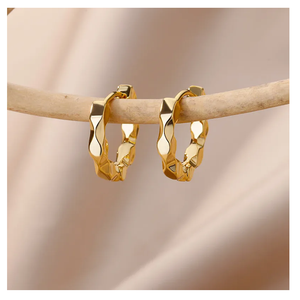 Pendientes redondos elegantes para mujeres y niñas, pendientes de aro de acero inoxidable de lujo, aretes estéticos de compromiso de boda Vintage - Product Image 2