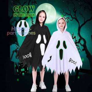 Costume de fête unisexe en polyester pour enfants, cape de fantôme blanc qui crie, idéal pour le cosplay d'Halloween - Product Image 1