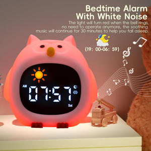 Eğlenceli hediye 12/24H tarih/gün saat sevimli baykuş küçük dijital çocuklar için güneş & ay ile çalar saat yürümeye başlayan uyku eğitim saat yatak odası - Product Image 2