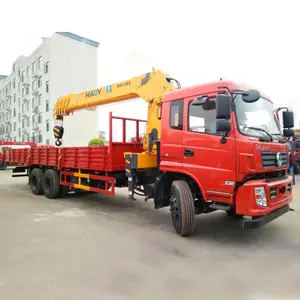 Haoy Voor Werkplaats 12 Ton Hydraulische Giek Aandrijving Lier Reizende Telescopische Boom Lift Aanhangwagen Met Vrachtwagenkraan