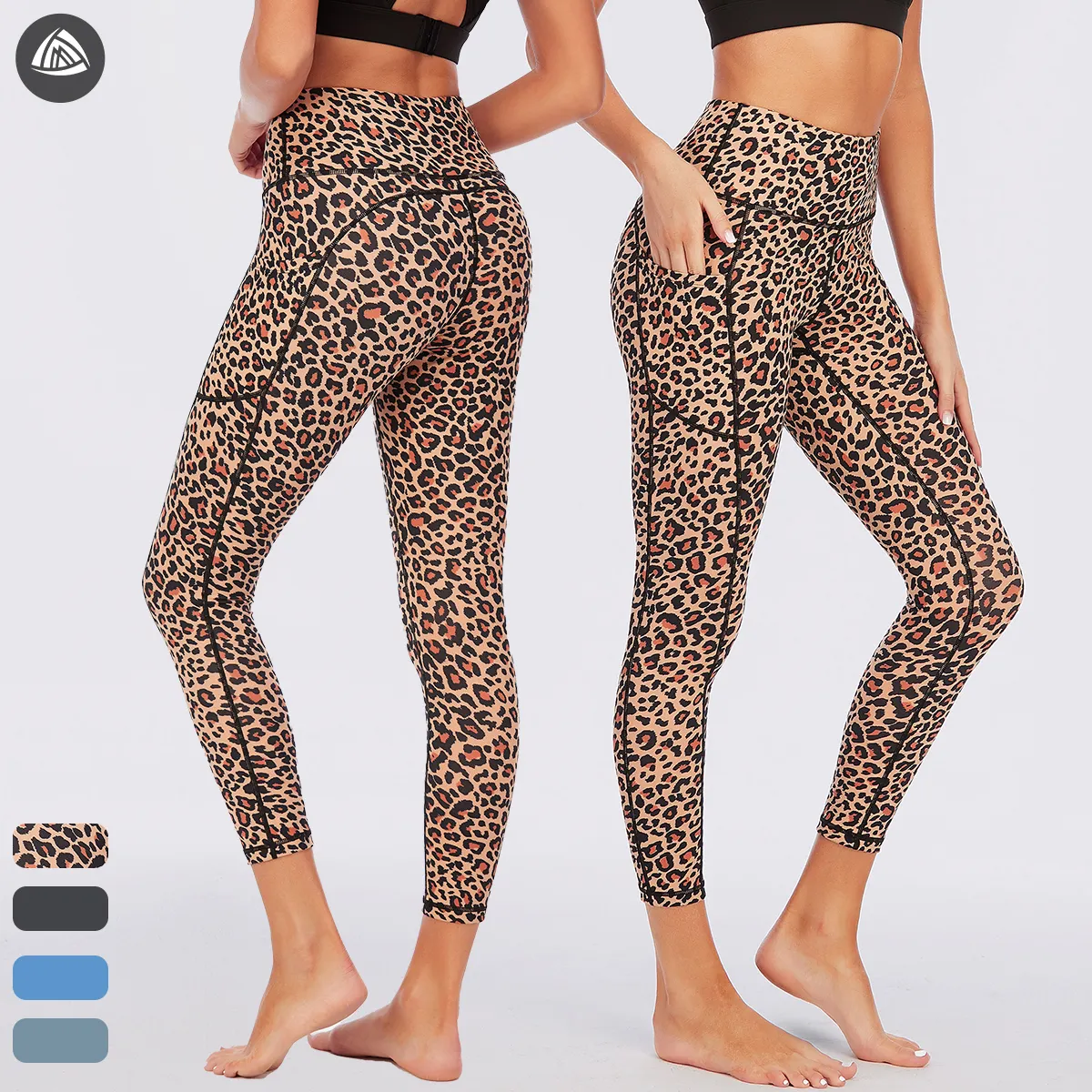 Fashion Leopard Workout Set Private Label Fitness Wear Womens Athletic Wear Leggings con stampa Leapord a vita alta