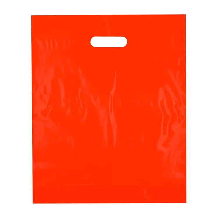 Umwelt freundliche gestanzte Plastiktüten Verpackung Vielfalt Farbe Danke Taschen Pe Einkaufstasche Benutzer definiertes Logo