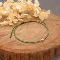 Go2Boho Gelang Manik-manik untuk Wanita, Dapat Disesuaikan Pesona Sederhana Gelang Sempit Miyuki Biji Hijau Gelang Manik-manik untuk Wanita Gadis Remaja Hadiah Perhiasan