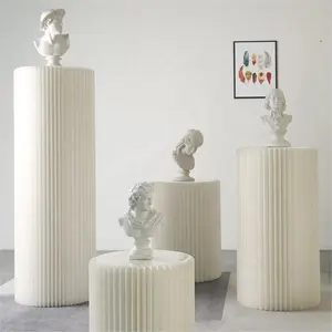 Party Supplies Carry 50kgs Foldable Cardboard Centerpiece Display For Wedding Party Garden Decoration Cylinder Flowers Stand