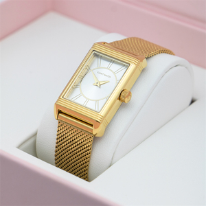 Orologio di Lusso da Donna Personalizzato, Design Minimalista, Cassa Rettangolare Lucida in Acciaio Inox 316L, Quadrante Sunray - Product Image 3