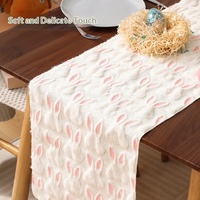 Chemin de table moderne en polyester avec motif lapin de Pâques brodé, style simple et tendance, pour décoration de fête et de maison, vente en gros