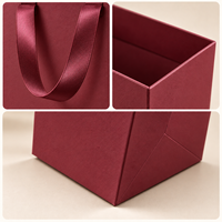 Sacs à fleurs en papier bordeaux avec logo personnalisé et poignées en ruban de satin pour fleuristes, boutiques, mariages, événements, emballage en gros