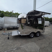 Remorque de restauration mobile en acier inoxydable pour pizzas, hamburgers et café