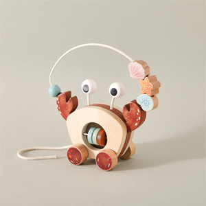 PMZ2362 Jouet en bois pour bébé, puzzle, crabe à traîner, voiture, jouets éducatifs <span class=keywords><strong>Montessori</strong></span> pour enfants, multifonction, cadeau pour enfants - Product Image 5