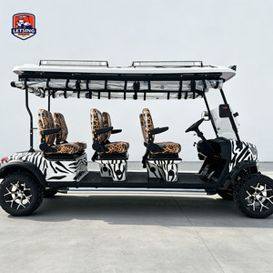 Voiturette de golf 5-6 places haut de gamme avec pneus tout-terrain personnalisés, système audio, marchepieds latéraux, sièges de luxe, freins à disque, pour usage en station balnéaire - Product Image 2