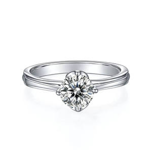 Jinyinggems สีขาวรอบ0.5ct 1ct Moissanite เพชรชุบทอง925แหวนเงินสำหรับผู้หญิง - Product Image 2