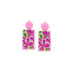 Orecchini pendenti dipinti con motivo floreale rosa, design rettangolare, gioielli alla moda da donna per feste, trendy, 15 pezzi - Product Image 2