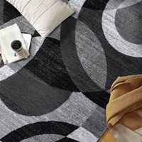 Tapis contemporain abstrait cercles Rugshop gris fabriqué à la machine pour un trafic élevé salon chambre à coucher bureau à domicile zones de cuisine