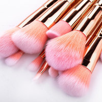 Lilywild Ensemble de 12 pinceaux de maquillage professionnels de luxe de haute qualité avec logo personnalisé en or rose