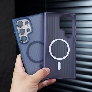<b>PC</b> Corrugated Matte Stripes Translucent Phone Case for Samsung S26 S25 S24 S23 S22 Plus Ultra Magnetic <b>Wireless</b> Charge Cover - Product Image 2