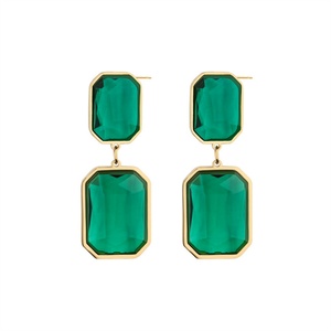 Juego de Joyería Personalizado con Aretes y Collar de Zirconia Esmeralda Verde - Product Image 4