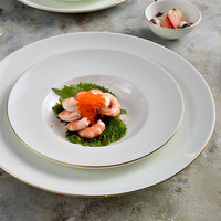 P & T Assiette de présentation contemporaine Assiette à dîner en porcelaine personnalisée Assiettes à dîner en céramique blanche pour hôtel restauration Ensemble de bols ronds
