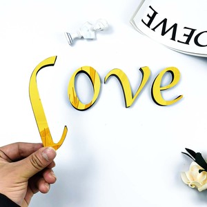 Letras minúsculas de 10 cm, espejo acrílico dorado, adhesivo de pared impermeable y ecológico, letra <span class=keywords><strong>cursiva</strong></span> 3D, decoración moderna para el hogar - Product Image 5