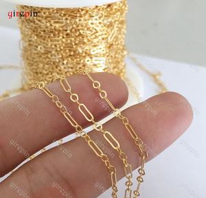 14k सोना भरा 3 + 1 पेपर क्लिप केबल रोलो चेन थोक रोल थोक सोने से भरा स्थायी गहने चेन निर्माता - Product Image 4