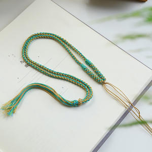 Ожерелье ручной работы из хлопкового шнура с подвесками из бриллиантов, пчелиного воска и нефрита для создания индивидуального стиля - Product Image 3