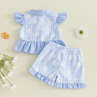 Ensemble chemise et short à manches pétales en coton pour bébé fille, tenue pour bébé tout-petit