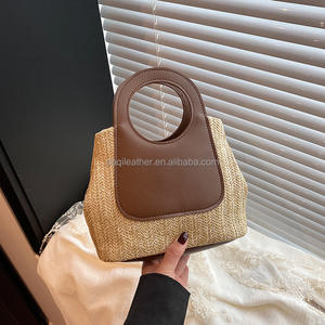 Bolsos de Paja al por Mayor para Mujer, Bolsos de Mano Tejidos, Bolsos de Mano Personalizados, Mini Bolsos Tote Únicos para Dama con Logotipo Impreso - Product Image 6