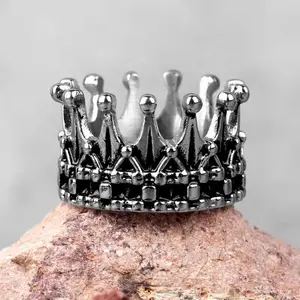 Aizhilin bague Stainless Steel European Punk Retro Gothic Style Crown Titanium Steel Casting Men's Ring Jewelry 2021