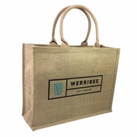 Sac de plage en toile de jute personnalisé avec logos