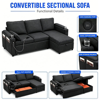 L-förmiges Ausziehbares Schlafsofa mit Verstautem Stauraum Modernes Design für Schlafzimmer Wohnzimmer & Kleine Apartments
